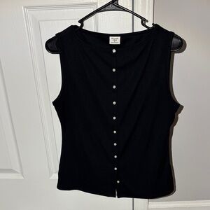 Abercrombie & Fitch Black Sleeveless Button Down Shirt